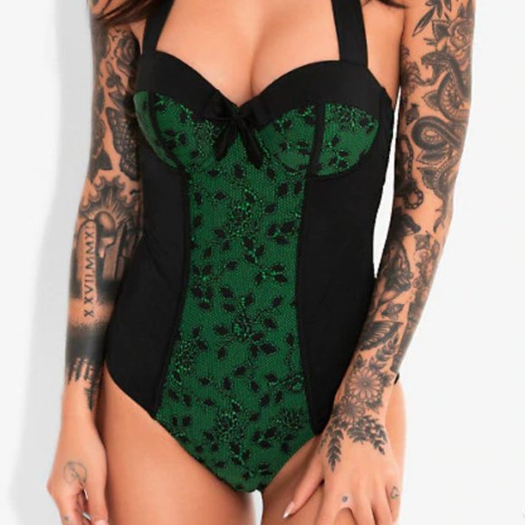 Hot Topic Other - Hot topic floral lace panel swimsuit